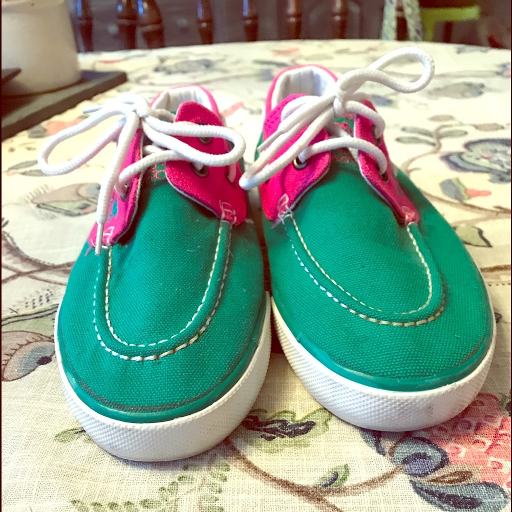 Beverly Hills Green and Pink boat shoes